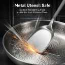Titanium Frying Pan with Lid, 11.8" Uncoated Hammered Skillet for Cooking, PFAS/PFOA/PTFE Free Nonstick Cookware, Scratch Resistant, for Induction & Gas, Oven, Dishwasher Safe