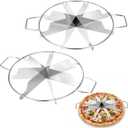 2 Pack Stainless Steel Pie Cutter Press 8 Slice & 7 Slice, Circle Pie Cutter with Side Handles, Non Stick Pie Cutting Divider, Creates Beautifully Uniform Slices for Pies, Pizzas, Desserts