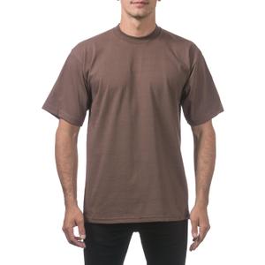 Pro Club Men's Heavyweight Cotton Short Sleeve Crew Neck T-Shirt (Brown, M)