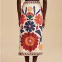 Womens Summer Wrap Midi Skirt Adjustable Ties High Waist A Line Casual Beach Boho Skirts Long Flared Floral Skirts(Red,S)