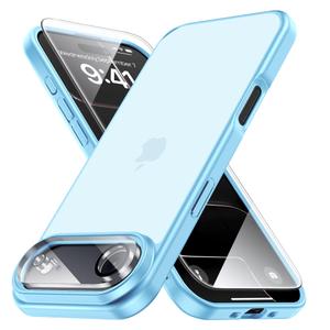 Yriklso 3 in 1 for iPhone Air Phone Case,1X Screen Protector +1X Camera Lens,Shockproof for iPhone Air Case, Military Grade Drop Protection, Protective Hard Back Slim Translucent Case,Blue
