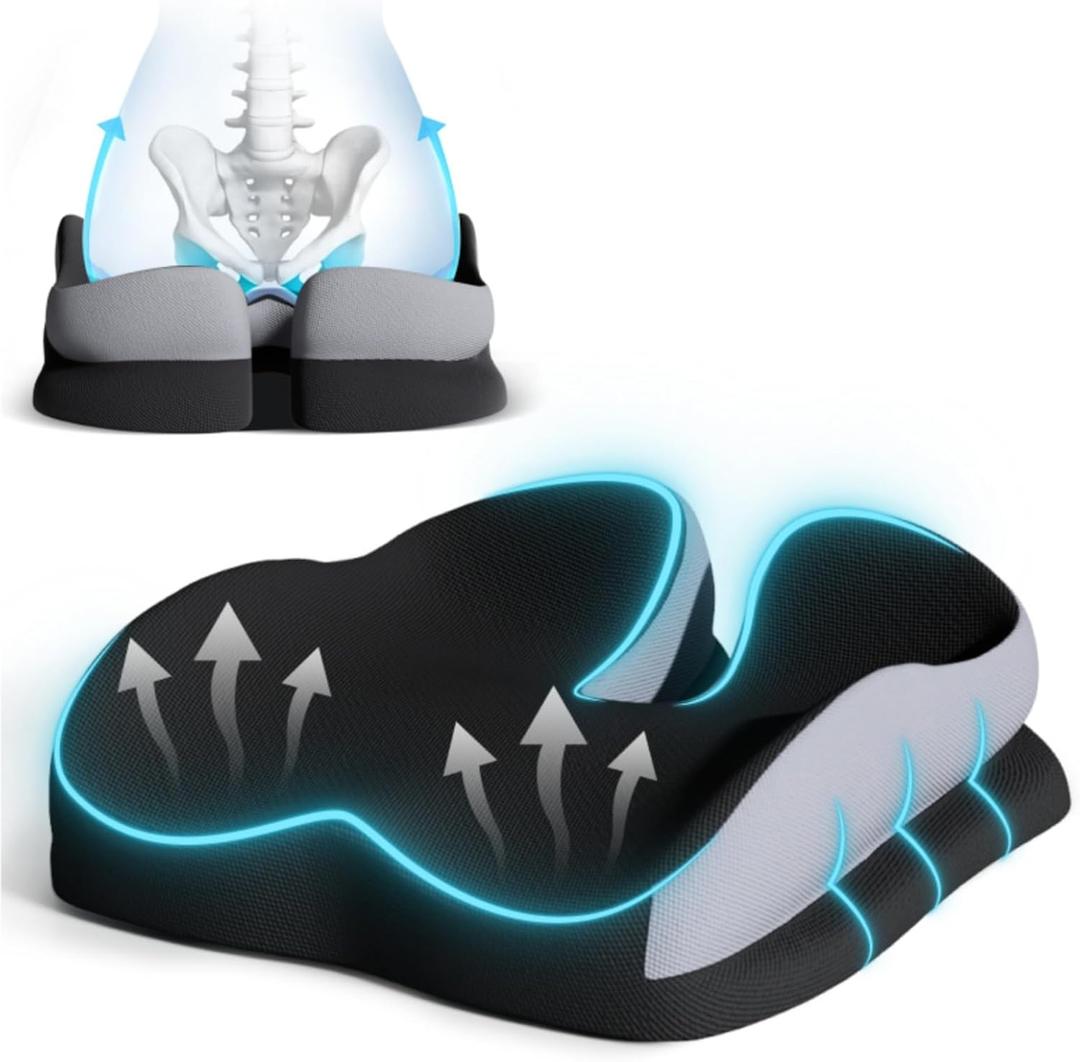 Seat Cushions for Office Chairs Wheelchair Cushion for Long Sitting Back PainMemory Foam Seat Car Computer Desk Chair CushionCoccyx Cushion for Tailbone Pain Relief Cushion Office Chair Black