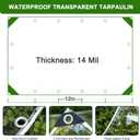 Clear Tarp 5x7ft Clear Tarps Heavy Duty Water Resistant,14Mil Thickened Transparent Tear Resistant PVC Vinyl Tarpaulin Enclosurewith Grommets and Reinforced Edges for Patio,Porch and Outdoor