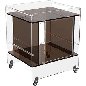 Transparent Acrylic Mobile Side Table with Wheels - Multifunctional Storage & Stylish Home Decor (Dark Brown)
