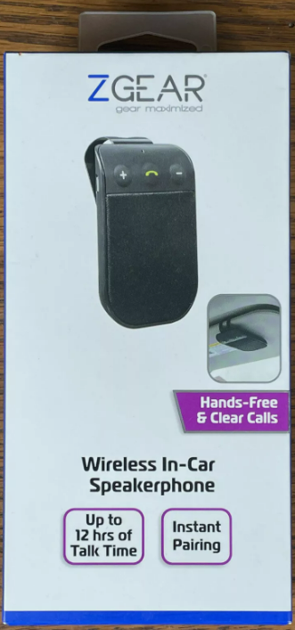 ZGEAR Wireless In-Car Speakerphone Rare New In Box Bluetooth Rechargeable Audio