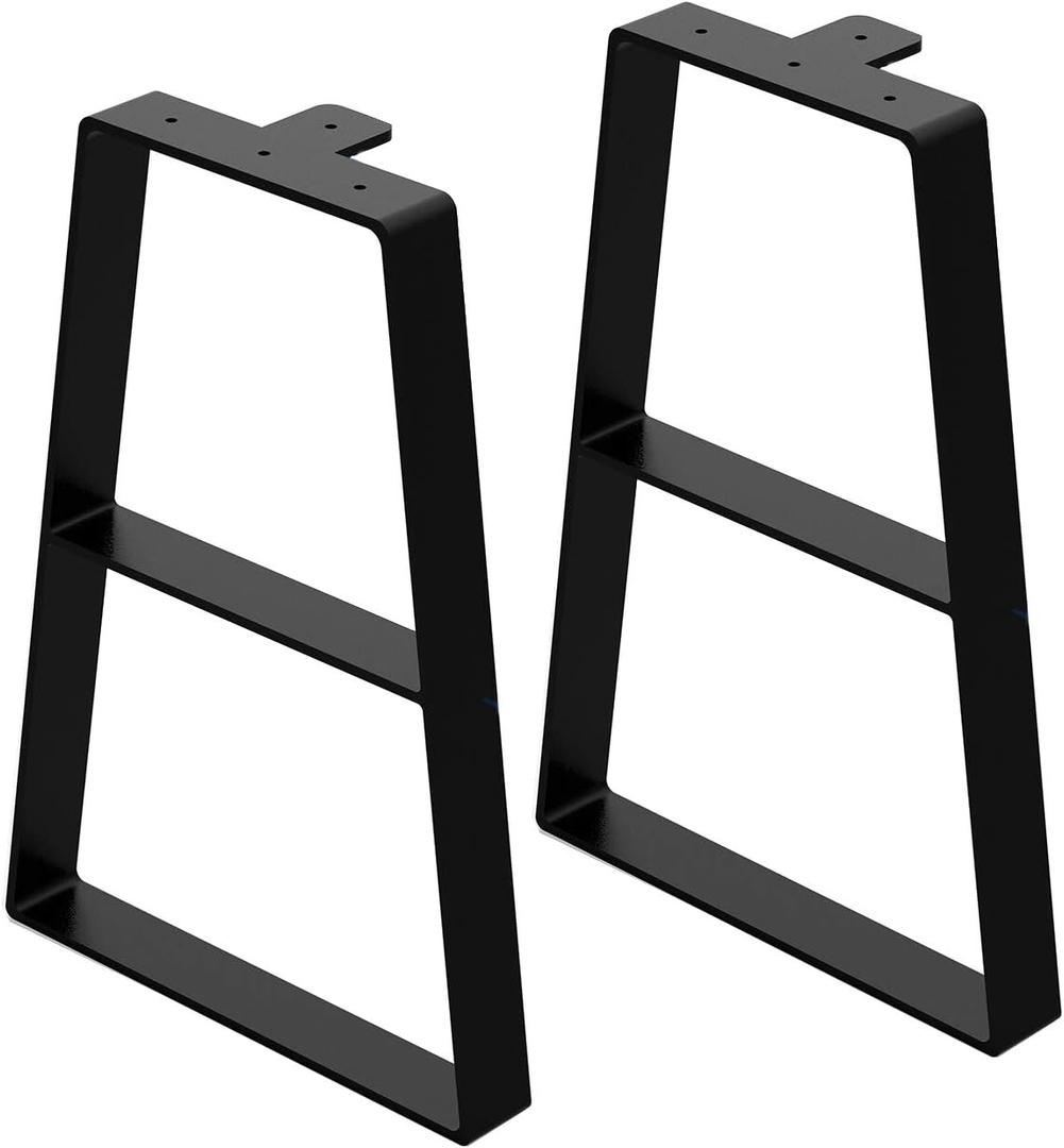 Orgerphy 16 Black Trapezoid Metal Bench Legs (2PCS) | Heavy Duty Furniture Legs for Bench| Mertal Table Legs| Screws and 4pcs Rubber Floor Protectors | Mid Century Modern Desk Legs Furniture Legs