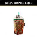 Neoprene Insulated Cup Sleeve for Iced Coffee, Hot & Cold Beverages  Reusable, Washable Drink Holder Cup Sleeve  Anti-Slip, Eco-Friendly, Multi-Color Design (PYRAMID, LARGE)