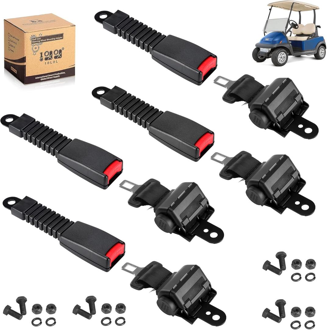 Universal Golf Cart Seat Belts Kit for Yamaha Club Car EZGO Go-Kart ATV UTV, 42-inch Retractable Seat Belts Kit (Without Mounting Bar)