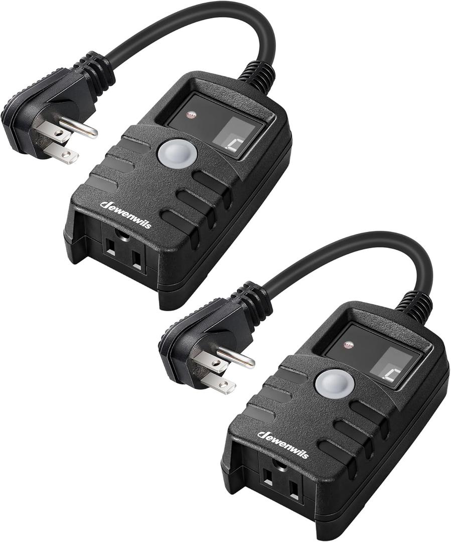 DEWENWILS Light Timer Outdoor Weatherproof, Countdown Photocell Sensor Timer with Electrical Grounded Outlets for String Light, 13 A, 1/2 HP, UL Listed 2 Pack