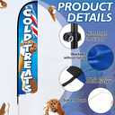 15 ft Cold Treats Ice Cream Windless Feather Banner Flag Kit Cold Treats Advertising Feather Flag Banner Signs with Pole and Ground Stake for Store Business Outside
