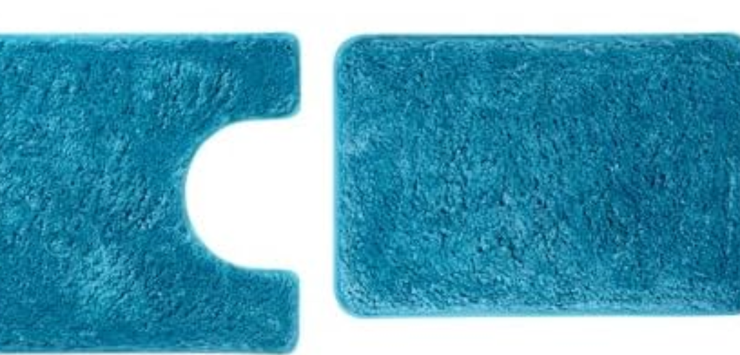 WCBSTT 2 Pieces Luxury Bathroom Rug Set with U-Shaped Toilet Rug, Non-Slip Rubber Bottom,Water Absorption, Quick Dry, Ultra Soft, Bath Mats for Bathroom, Tub(Turquoise)