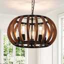 5-Light Farmhouse Pendant Chandelier, 20 In Round Dining Room Light Fixture, 5-Light_009