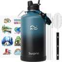 Swigina [2-IN-1 LID] Gallon Insulated Water Bottle with Silicone Boot (48hrs Cold/24hrs Hot) - DIY Stickers, Leakproof, BPA Free, 128 oz