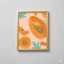 Papaya Fruit Gold Ornate Wood Framed Canvas Giclee Art by 1x Studio II