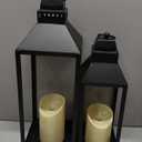 MATAHUM 17" 13" Lanterns Decorative Indoor Outdoor, Set of 2 Modern Farmhouse Metal Black Lantern with Candles, Boho Rustic Decor Decorative Lanterns for Mantle, Fireplace, Patio, Porch, Home Decor