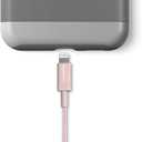Amazon Basics USB-A to Lightning Cable, Apple MFi Certified, Nylon Braided Cord for iPhone 14 13 12 11 X Xs Pro, Pro Max, Plus, iPad, High Speed Transfer, 6 Foot, Rose Gold