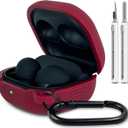 Silicone Case for Samsung Galaxy Buds FE, 2 Pro, 2, Pro, Live with Cleaner Kit (Burgundy)