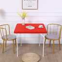 JISEN Cocktail Square Table Top Cover Spandex Fitted Stretchable Tablecloth Topper Cap 38x38 Inch E-Red