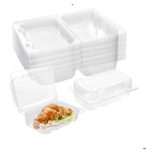 TOFLEN Disposable Sturdy Plastic Hinged Food Containers with Clear Lids (80 Pack) Clamshell Take Out Loaf Containers 7.2x4.7x3 Inches To Go Dessert Box Cake Slice Salad Pastry Sandwich Container