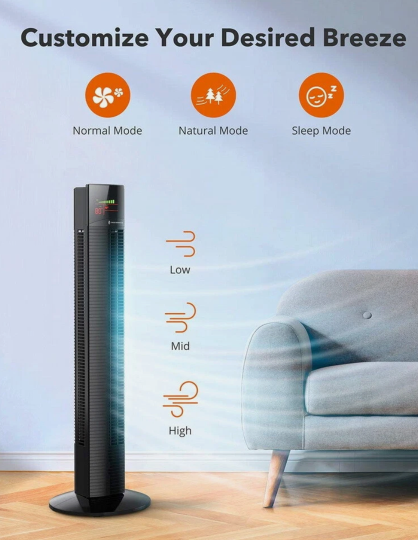 TaoTronics Tower Fan 36” Oscillating With Remote 9 Modes Large LED Display