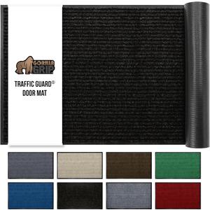 GORILLA GRIP Waterproof Traffic Guard Door Mat, 72x48, Heavy Duty Entryway Mats, Strong Backing Commercial Utility Rugs for Office Hallway, Garage Floor and Home, Low Profile Carpet Runner, Black