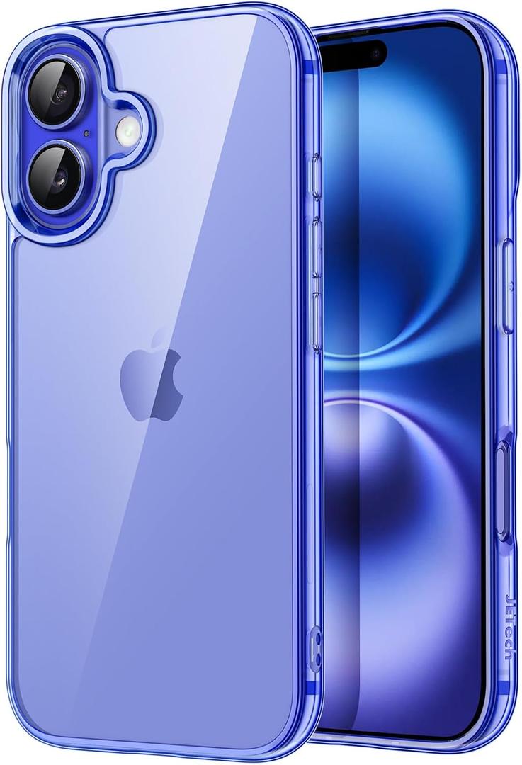 JETech Case ONLY for iPhone 16 Plus 6.7-Inch, Non-Yellowing Shockproof Phone Bumper Cover, Anti-Scratch Clear Back (Ultramarine)