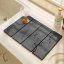 Large Stone Drying Mat for Kitchen Counter, 24"x16" Collapsible Quick Dry Dish Drying Mat, Water-Absorbent Marble Diatomaceous Earth Mats for Bottles Cups Dishes, Match Any Countertop