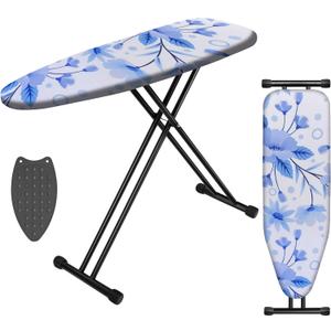 Ironing Board, Compact Ironing Board 13x43 Ironing Area with Extra Thick Heavy Duty Padded Cover, Stable Structure, Easy to Fold,Iron Mat, Brown