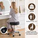 FIRAVOE Rolling Stools with Wheels (300lbs Capacity) (Adjustable Height 20"-27") Black Leather Tattoo Vanity Massage Stool (Black), No Back & Footrest