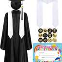 Zhanmai 2026 Preschool and Kindergarten Graduation Cap Gown Stole Set with Tassel Certificate Sticker for Kid Toddler Gift (Black, S)