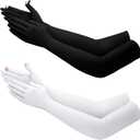 Jecery 2 Pairs UV Long Sun Gloves Women's Sunblock Driving Gloves Non Slip Full Finger Arm Sun Protective for Outdoor Sports (Black, White)