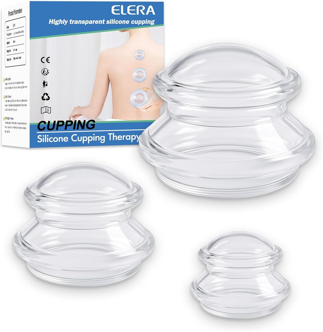 ELERA Cupping Kit for Massage Therapy  Silicone Cupping Therapy Set with 3 Massage Cups (S/M/L), Ideal for Cellulite, Relaxation & Daily Self-Care