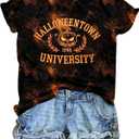 Salem Shirt Women Halloween Witch Shirt Funny Salem Massachusetts Shirt Holiday Halloween Tee Tops (Black, L)