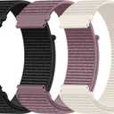 DaQin 22mm 20mm 18mm Quick Release Watch Band Compatible with Garmin Venu 3 2/Forerunner 255 265 955/Vivoactive 5 6 4 3, Nylon Watch Straps Adjustable Sport Replacement for Samsung Galaxy Watch 7 6 5 4/3 45mm/Galaxy Watch 46mm Men Women, 3 Packs (Black/Smoky Purple/Starlight)