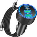 [Apple MFi Certified] iPhone 17 Car Charger Fast Charging, KYOHAYA 4-Port 90W USB-C&USB-A Power Cigarette Lighter PD/QC USB-C Car Charger + Type-C Braided Cord for iPhone 17/17 Pro/16/15/Galaxy/Pixel