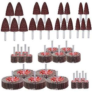 40 Pack 1/4" Abrasive Flap Wheel Sander Set, Rocaris 80 Grit Aluminum Oxide Flap Wheels Cone Shape Sanding Wheel