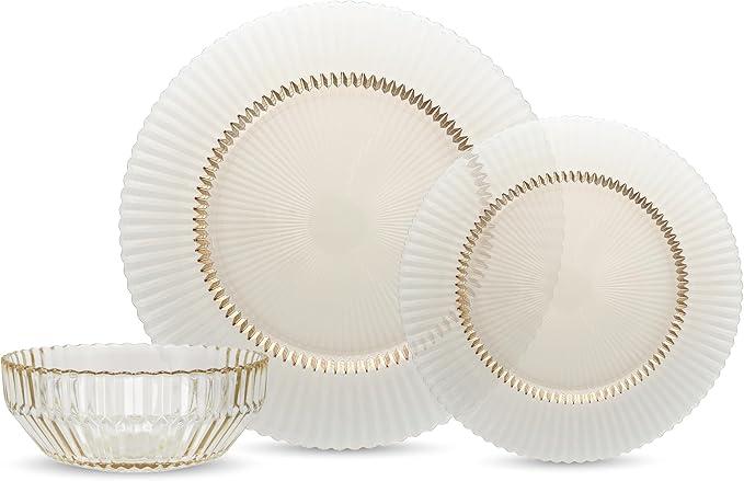 Fortessa Archie Glass, 12 Piece Dinnerware Set (Service for 4), Ginger