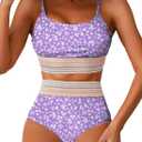 Herseas Women's High Waisted Bikini Sets 2 Piece Tummy Control Swimsuits Full Coverage Bathing Suit Summer Beach Swim Wear (XXL)