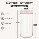 SHOWIN Overnight Oats Containers with Lids, 24oz Glass Jars with Lids 2 pcs, Pink, Wide Mouth Mason jars for Salad, Yogurt, Snacks, Meal Prep