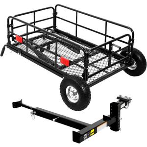 MaxxHaul 50243 Foldable Hitch N Roll Cargo Carrier Cart With Quick Detachable Basket Rack With 10 inch Flat Free Tires for Home Camp Travel Ranch SUV Up to 400 lb. Capacity