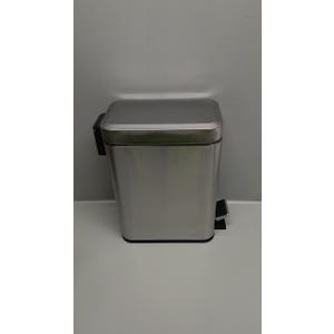 Step Pedal Small Bathroom Trash Can With Lid,6 Liter / 1.6 Gallon Stainless Steel Bathroom Garbage Can,Mini Rectangle Trashcans for Bedroom,Toilet,Living Room and Office Covered Waste Basket, Silver