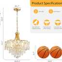 WUZUPS Crystal Chandelier Pendant Ceiling Light Modern Lighting Fixture for Bedroom Hallway Entry Kitchen Bathroom, H 21.1" x W 19.3", E12 Base, Gold, Pendant Light, 21.1" High 19.3" Wide