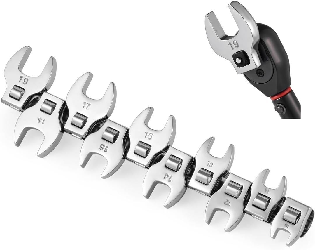 Crowfoot Wrench Set, Crows Foot Wrench Set 3/8 Drive with 10 Pieces Metric Crowfoot for Automotive Repair (Metric)