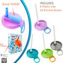 ORIGINAL CREATOR - DIPESI 6 pack 6 color Soda Can Lids with Straws, Reusable Silicone Straws Soda Can Covers, BPA-Free,Airtight Seal, Easy to Use, Prevents Spills, Fits Standard Cans.