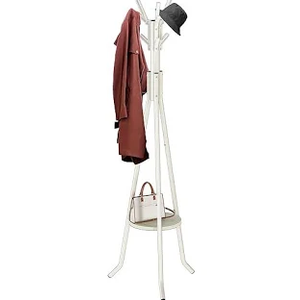 Simple Houseware Freestanding Coat Rack with Shelf, 9 hooks, White