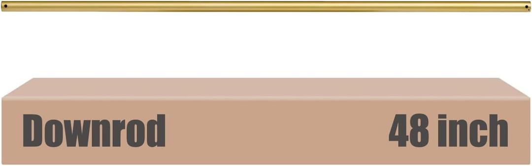 48 inch Ceiling Fan Downrod with Extension Cord, 4 FT Gold Downrod for Ceiling Fan, 1 inch Outside Diameter, Boom Suitable for a Wide Range of Fans (Gold, Not Threaded)