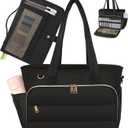 Puffer Tote Bag for Women, Large Quilted Handbag with Laptop Compartments, Work, College, Church & Bible Bag (Black)