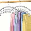 Volnamal Legging Organizer for Closet, Metal Yoga Pants Hanger w/Rubber Coated 2 Pack w/10 Clips Hold 20 Leggings, Hangers Space Saving Hanging Closet Organizer for Closet Organizers and Storage-Grey (Gray)