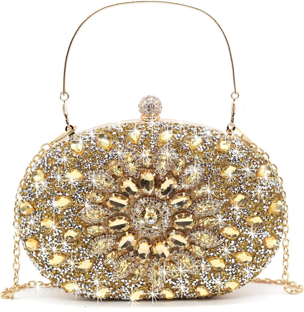 Rhinestone Evening Clutch Purses for Women Wedding Clutch Party Purse Bridal Diamonds Prom Cocktail Handbags (Gold)