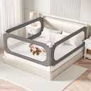 PNXDFC 3-Piece King Size Bed Rails for Toddlers, with Headboard Rod -Height Adjustable Baby' Safety Bed Rails Guard for King Size Bed(3Pack 78.7"x78.7"x74.8"-Gray)
